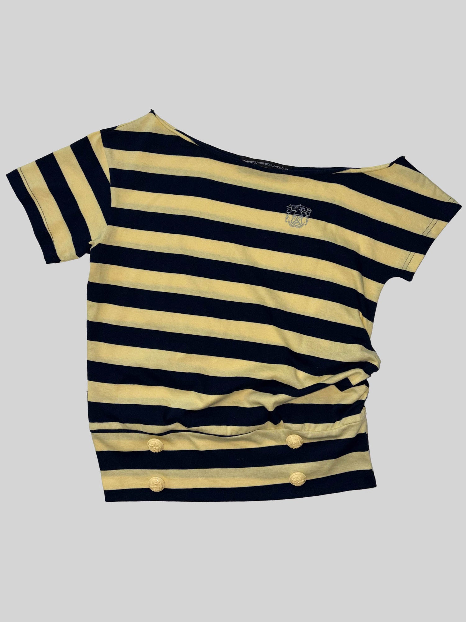 Button Stripe Tee Yellow