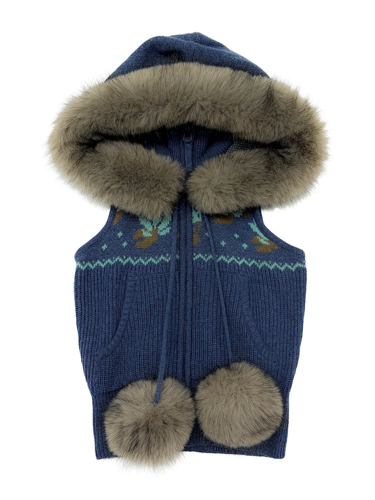 Zen Nordic Hooded Zip-Up Vest Navy