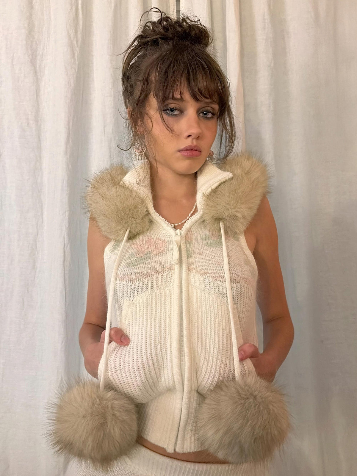 Zen Nordic Hooded Zip-Up Vest White
